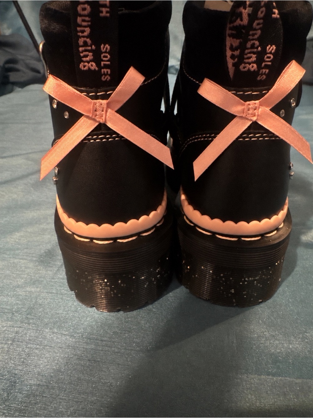NEW Rare Dr. Martens Caitie Leather Buckle Platform Boots 🖤🎀 - Picture 4 of 6